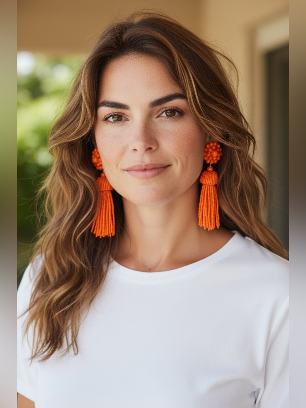Lisi Lerch Orange Beaded Tassel Earrings